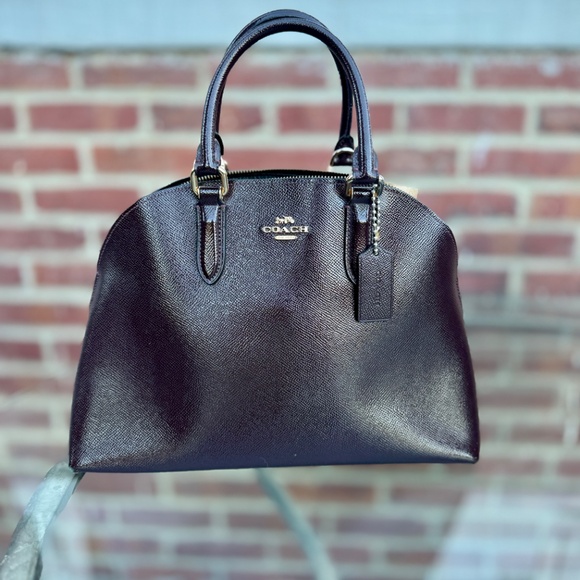 COACH Authenticated Alma Satchel Crossgrain Leather Domed Tote +Hangtag Burgundy - Picture 1 of 16